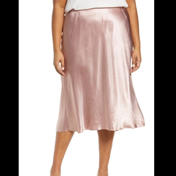 Vince Dresses & Skirts - VINCE Satin Slip Skirt Blush Pink Silk Like Midi Skirt XXL Nordstrom